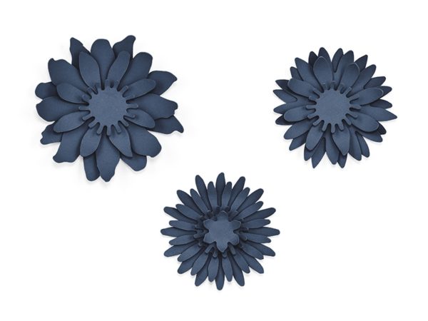 Papierové kvety viac druhov 3ks tmavomodré