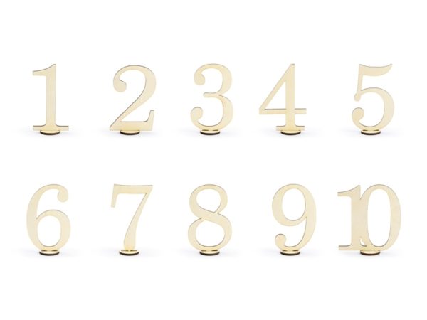 Drevené čísla stolov 1-10 s podstavcom
