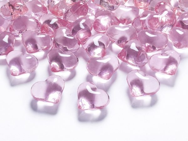 Stolové konfety kryštálové srdiečka ružové