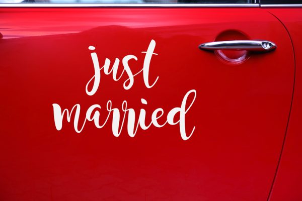 Nálepka na auto Just Married