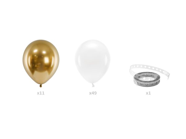 Balónová girlanda bielo-zlatá 60ks