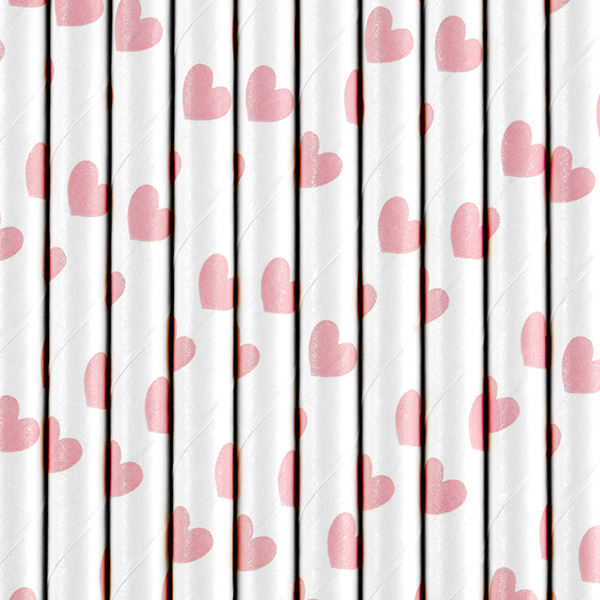 Papierové-slamky-biele-s-ružovými-srdiečkami-10ks